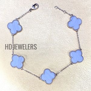 Vintage Lavender 5 Motif 925Silver Clover Bracelet